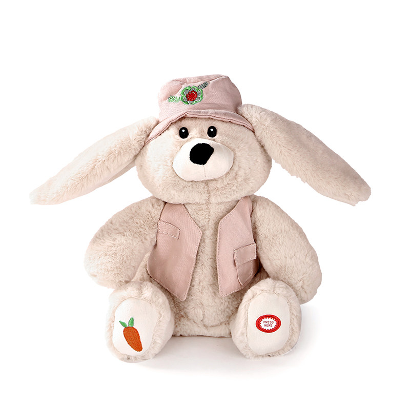 nuzzle专柜品质电动渔夫唱歌儿童兔子毛绒玩具玩偶毛绒布艺类玩具
