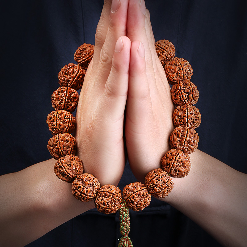 尼泊尔爆肉佛珠手持文玩女单纹男双龙六瓣大金刚佛珠