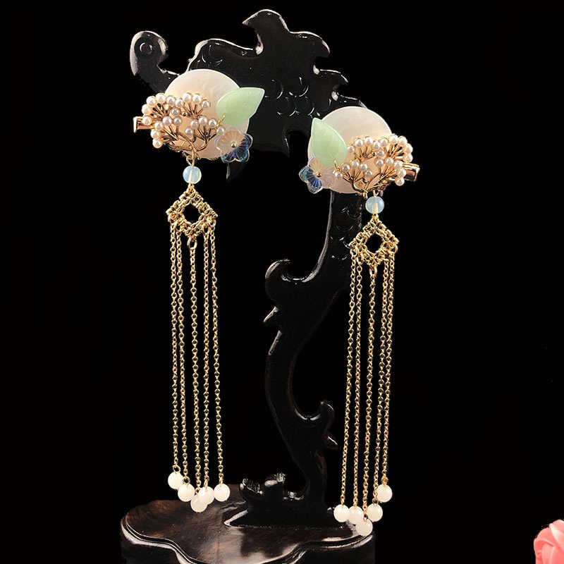 民族风拍照发夹边夹女古代古装古风汉服发卡夹子流苏头饰步摇仙气