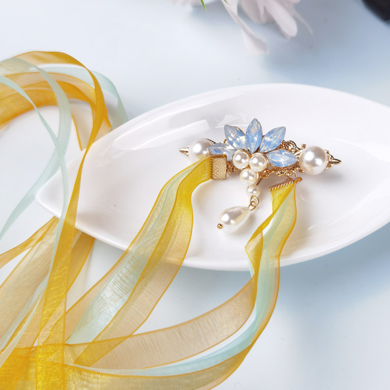 发夹遇见神鹿瑶瑶发带古风头饰丝带压长流苏发饰