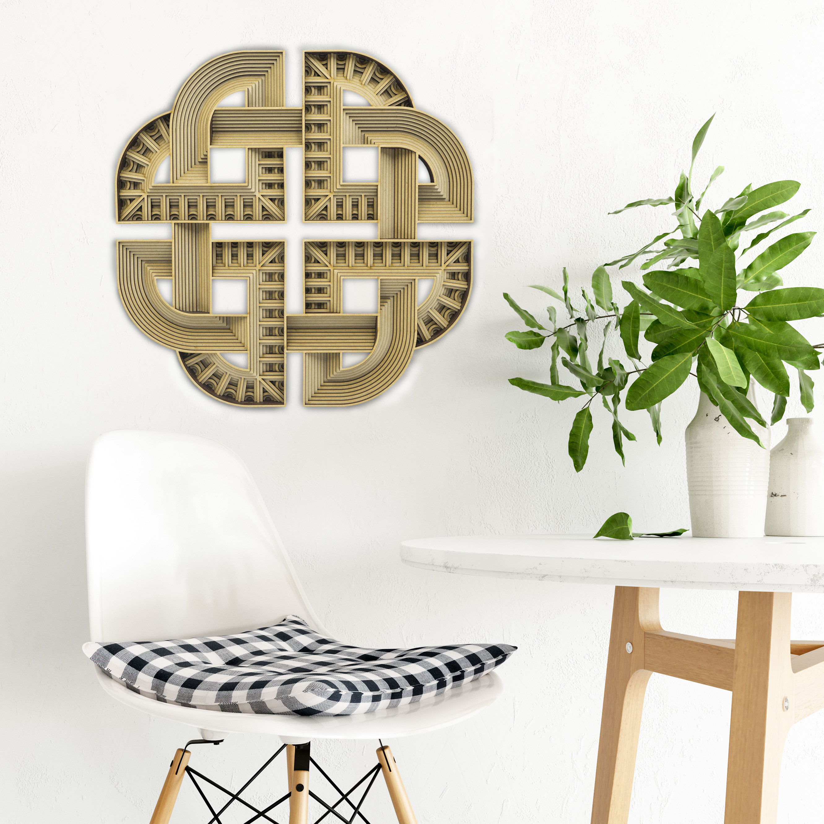 梯木叠雕 ins创意抽象北欧壁饰东南亚立体墙面装饰画木质雕刻挂画