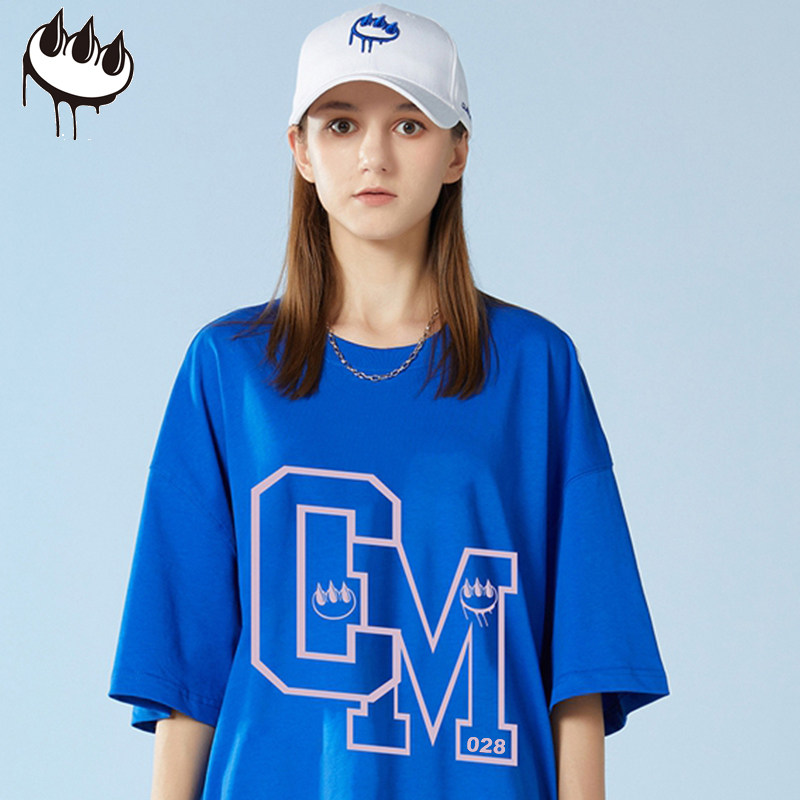 clawmoney国潮情侣半袖衣服简约字母印花短袖t恤