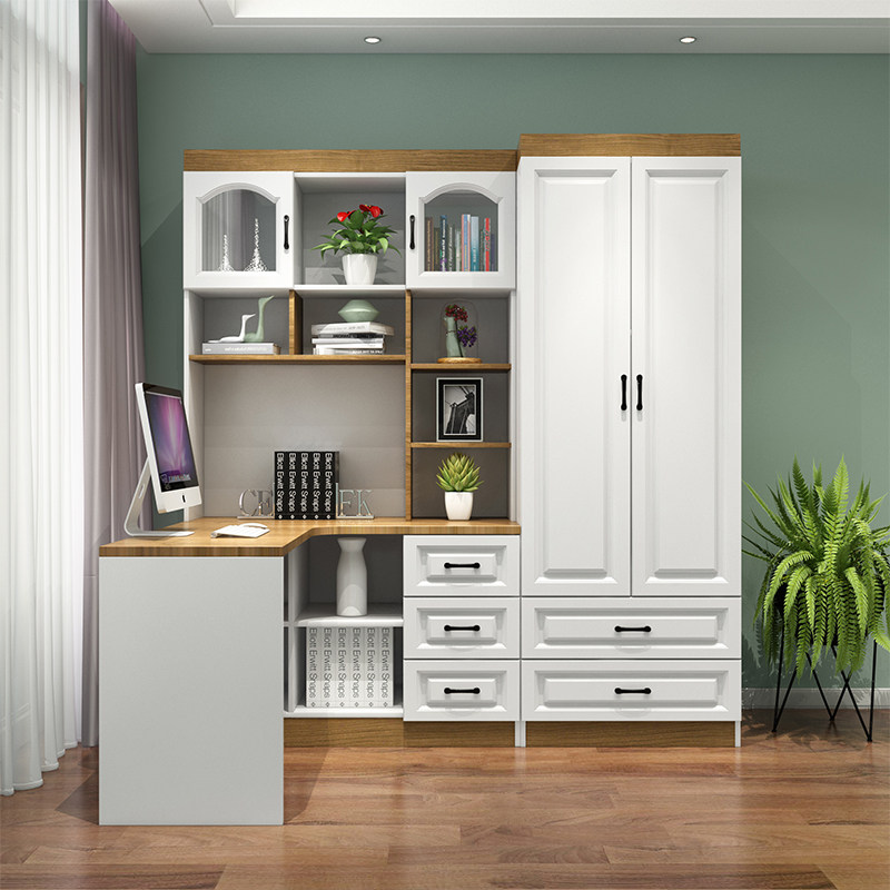 定制转角书柜电脑桌书桌学习衣柜一体现代简约家具电脑桌