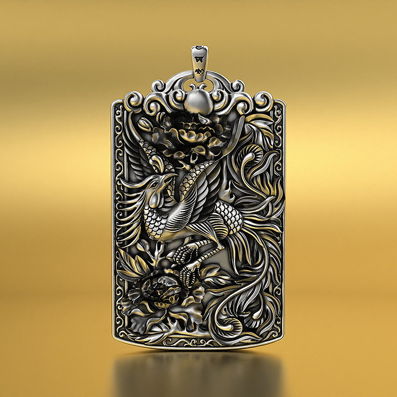 重生涅盘浴火纯银银凤凰吊坠孔雀潮流复古霸气项坠