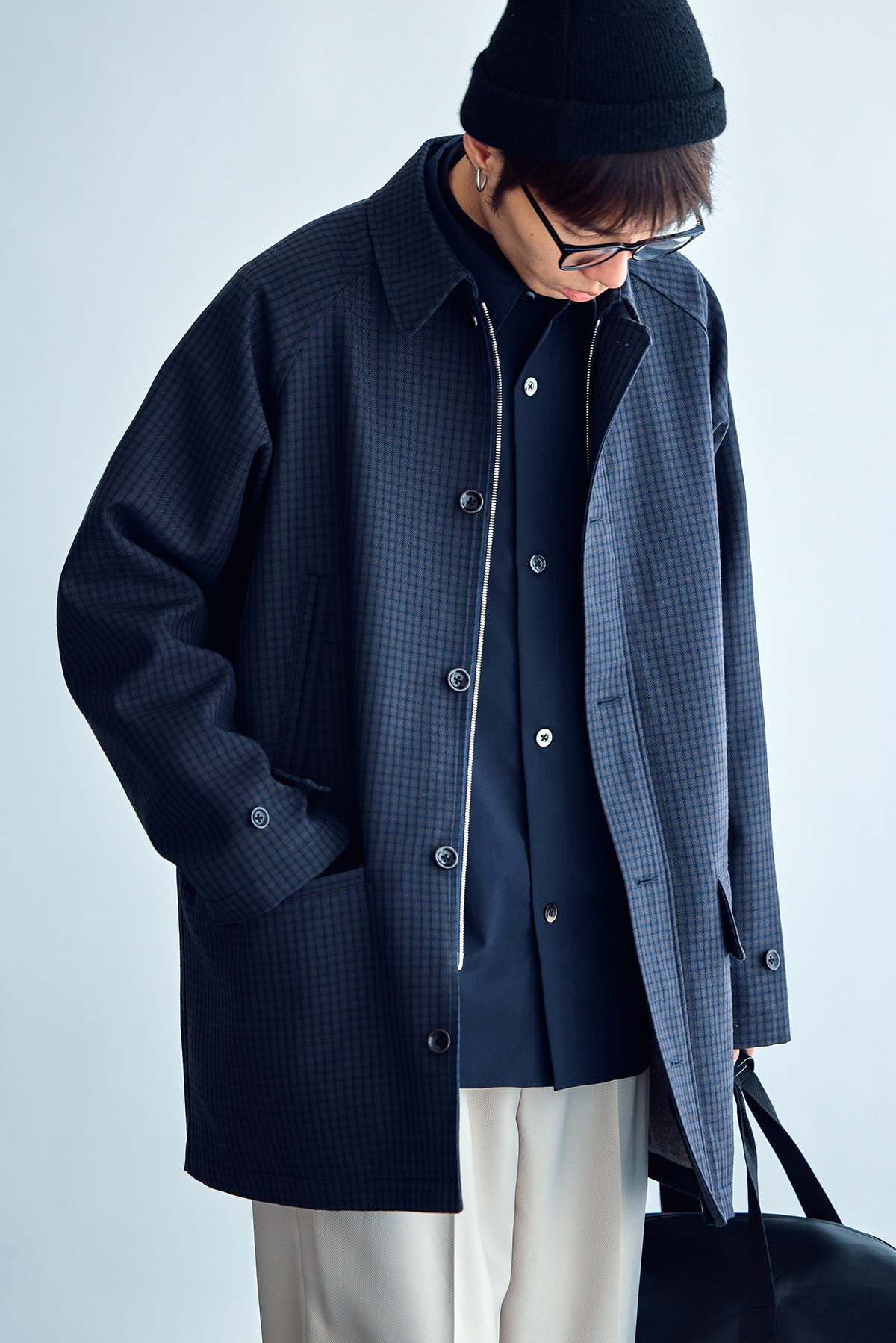 humanimal21aw英国进口千鸟格纹粗羊毛毛呢面料拉格毛呢大衣