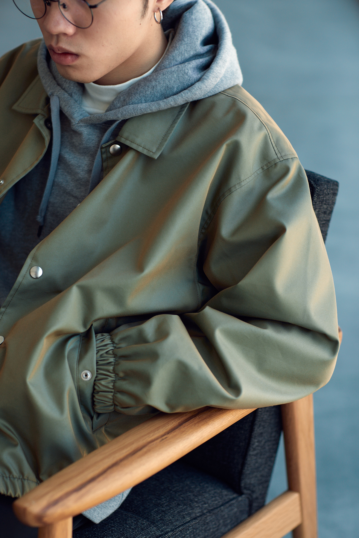 [HUMANIMAL 20AW] 日本进口玉虫調烁绸面料防水宽松教练夹克