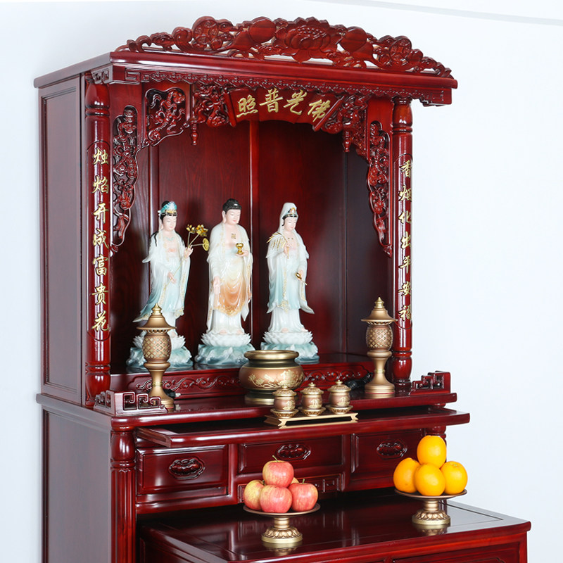 实木佛龛立柜家用佛光普照神龛对联观音神台佛柜