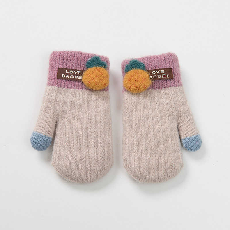手套可爱爱宝宝女孩冬天天加绒连指冬季女童针织手套