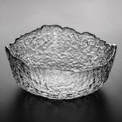 冰川大碗日式锤纹玻璃大号水洗水盂茶洗果盘茶渣桶功夫茶具配件