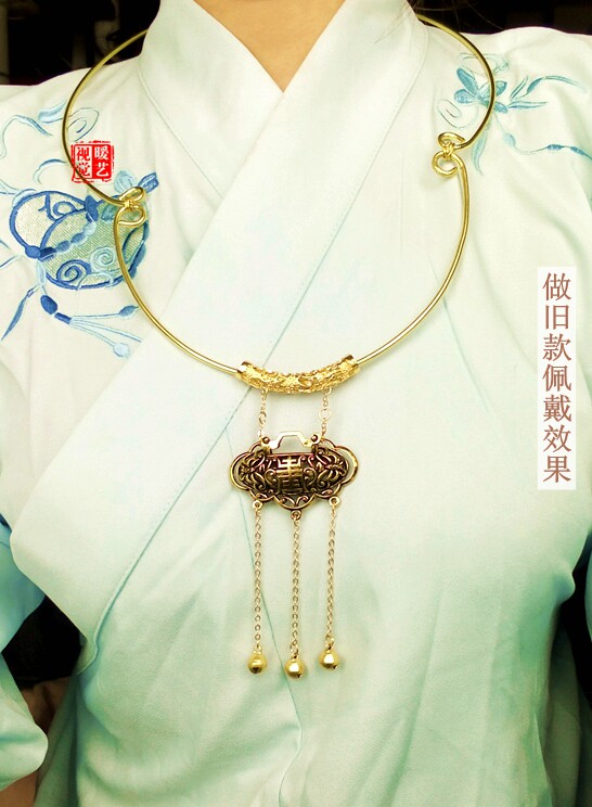 宝钗项圈包邮红楼梦薛宝钗璎珞项链长命锁汉服古项链