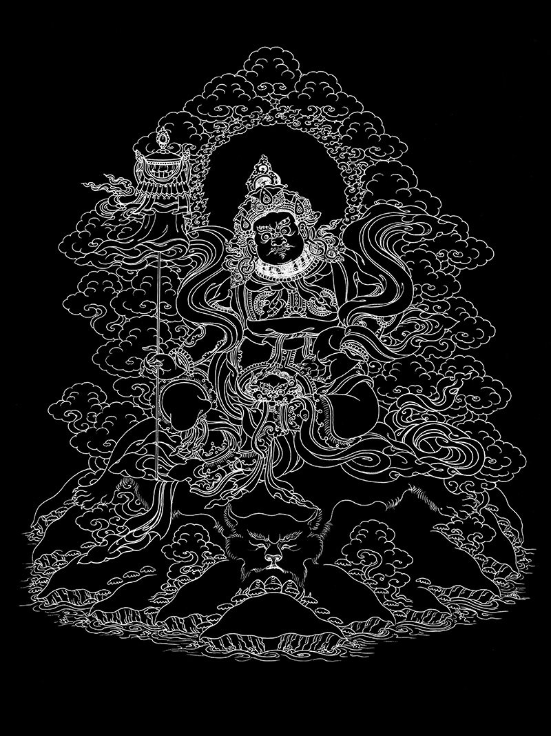 天王唐卡涂色描金四大天王画稿持国增长广目多闻diy