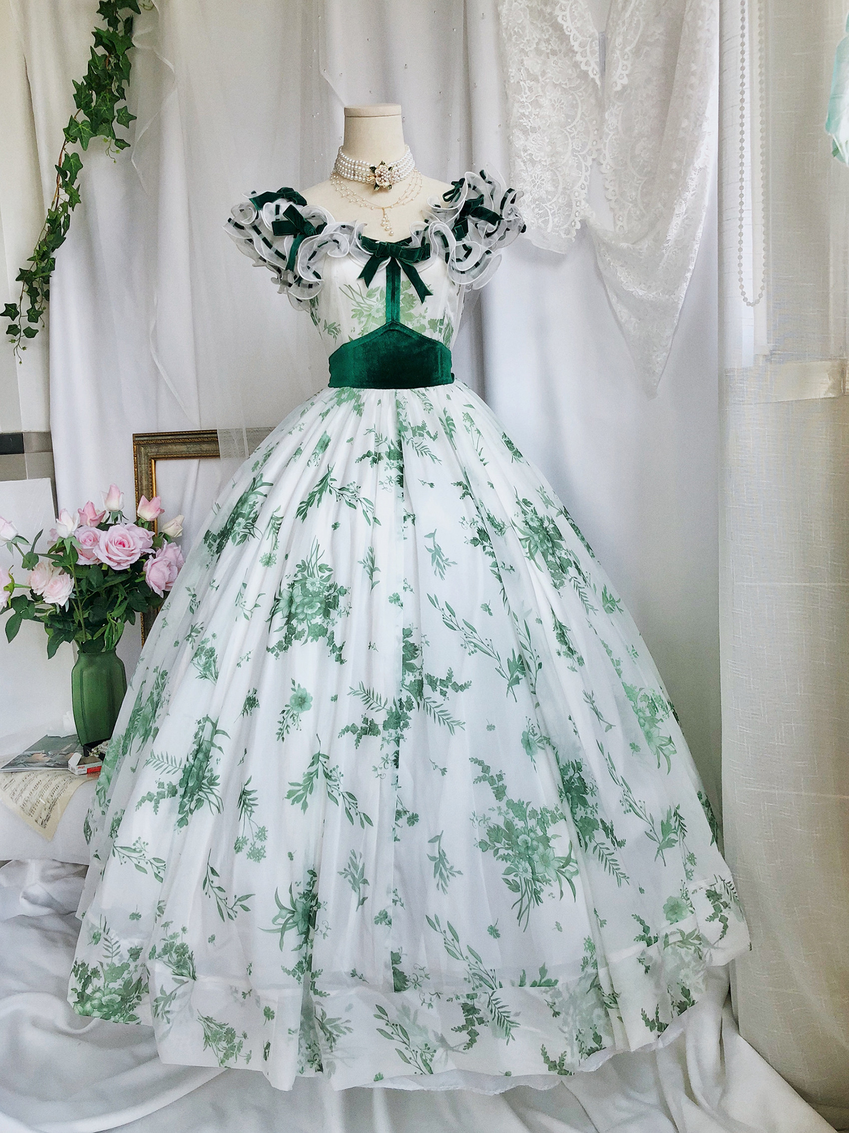 复古礼服印花斯嘉丽裙子思嘉郝思嘉同款乱世佳人预约连衣裙