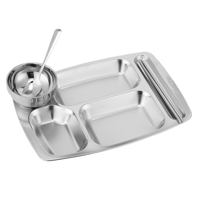 餐盘不锈钢快餐格隔成人学生儿童幼儿园食堂餐具盘