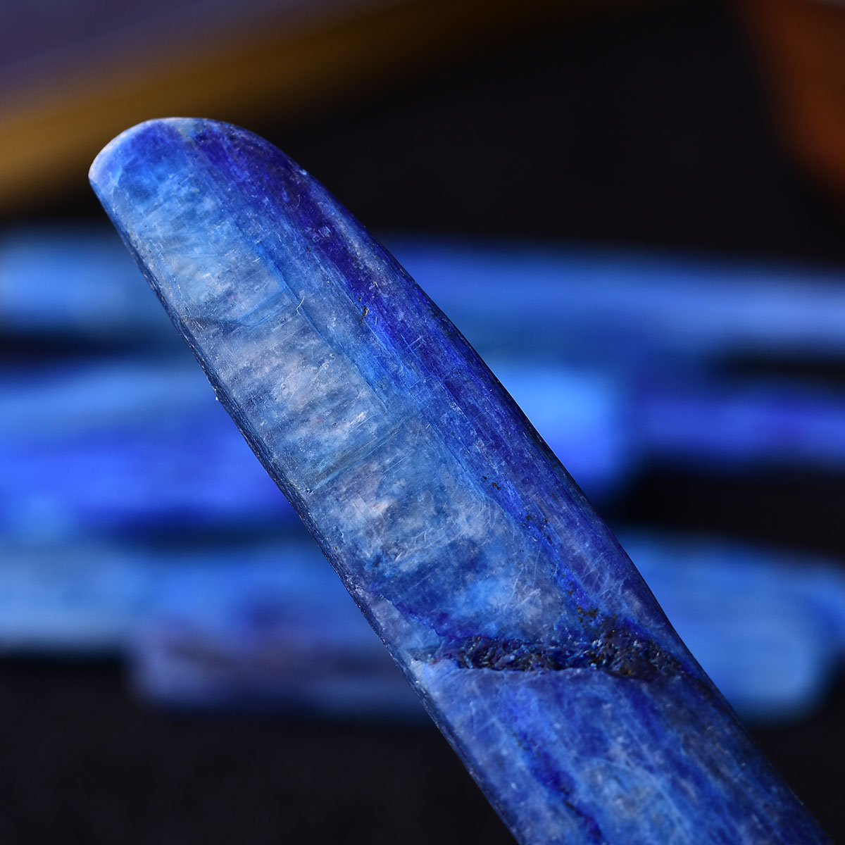 天然蓝晶石水晶碎石长条条形原石摆件鱼缸盆栽摆件