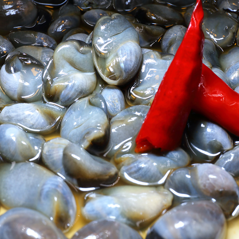 新鲜小包东港海鲜腌制生食包装螺蓝袋醉泥罐头泥螺