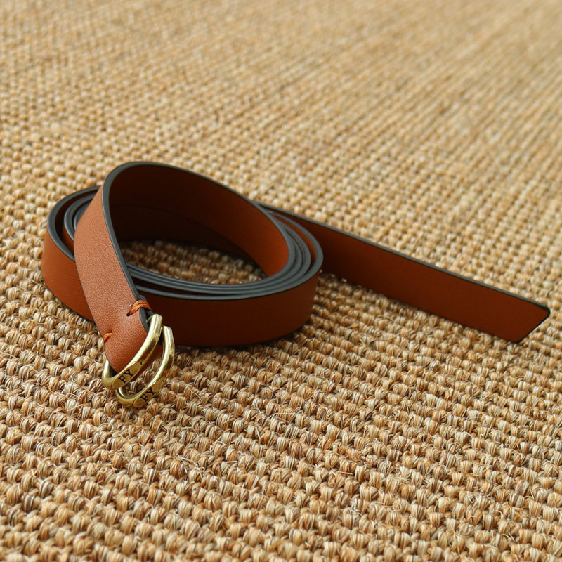 腰带时尚双环环扣打结女款牛皮皮带棕色黑色腰带