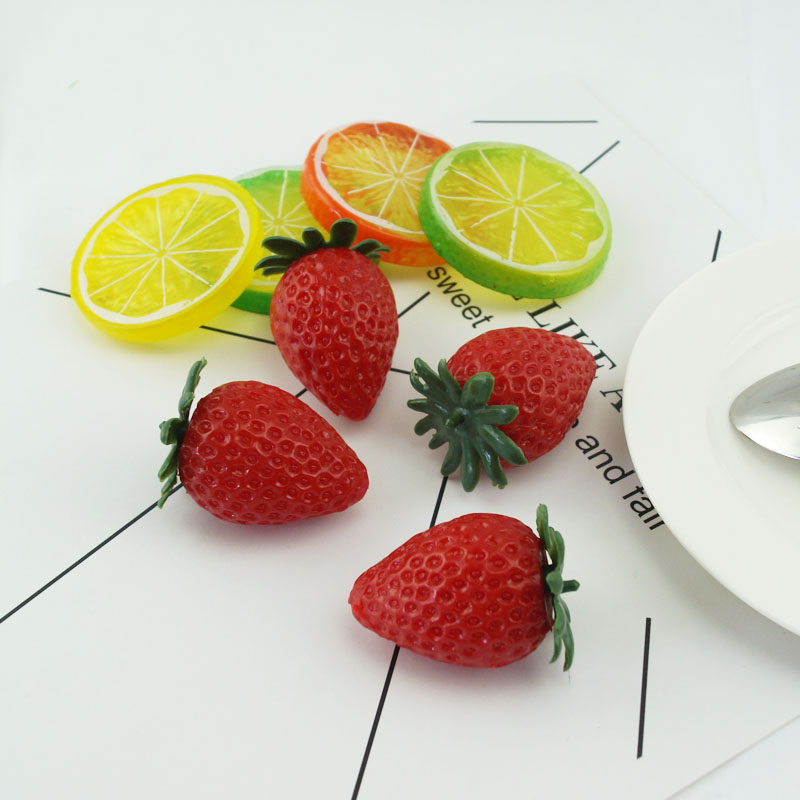 草莓仿真模型pvc塑料水果摆件玩具橱柜装饰仿真果蔬