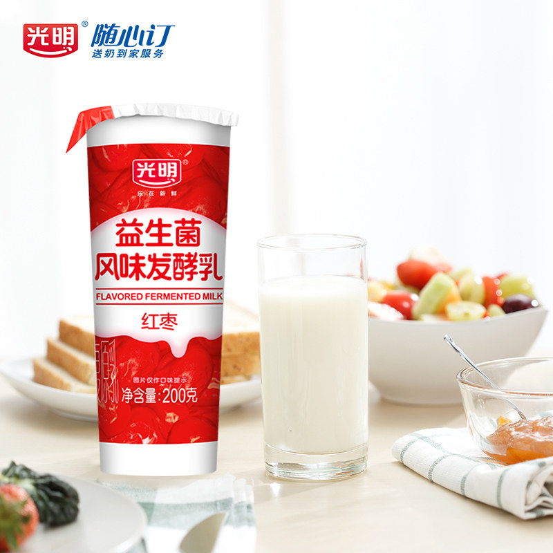 江西天猫周期光明随心红枣风味酸牛奶新鲜200g低温奶