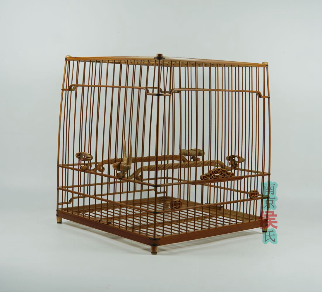 绣眼鸟笼南京侯氏庆丰款老竹内内外圆团云门笼子