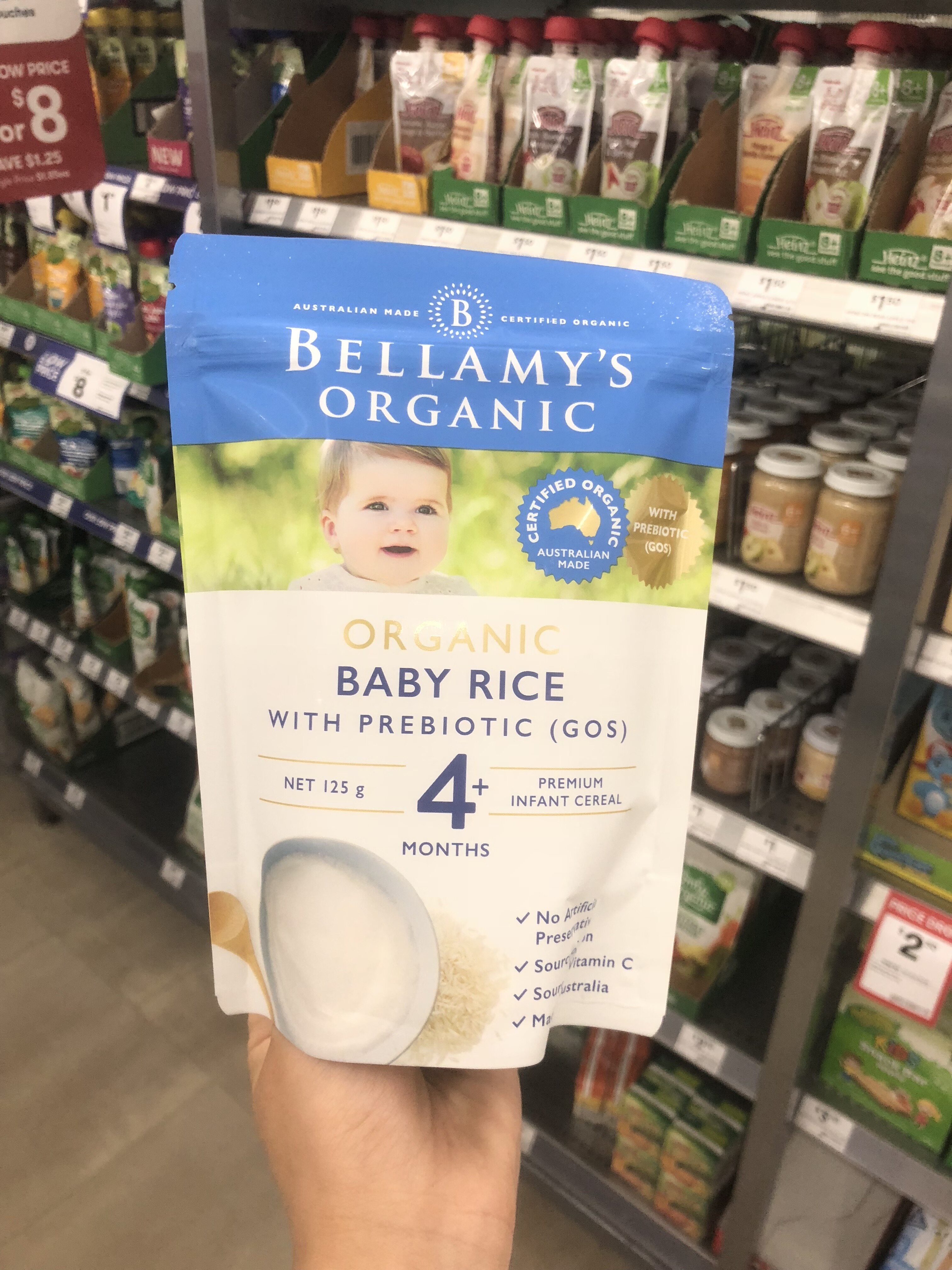 澳洲直邮bellamys贝拉米原味有机婴儿米粉456宝宝米粉