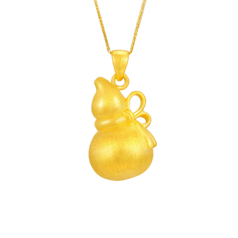 吊坠黄金金葫芦3d足金拉丝葫芦福禄女款项链颈饰