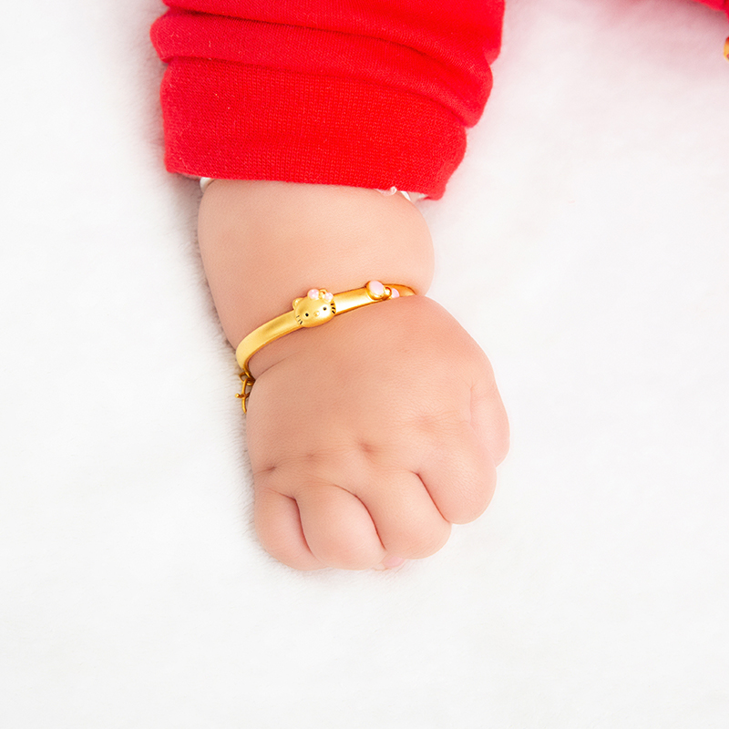 手镯兴隆纯金婴儿金手镯儿童kt黄金宝机器猫足金手饰