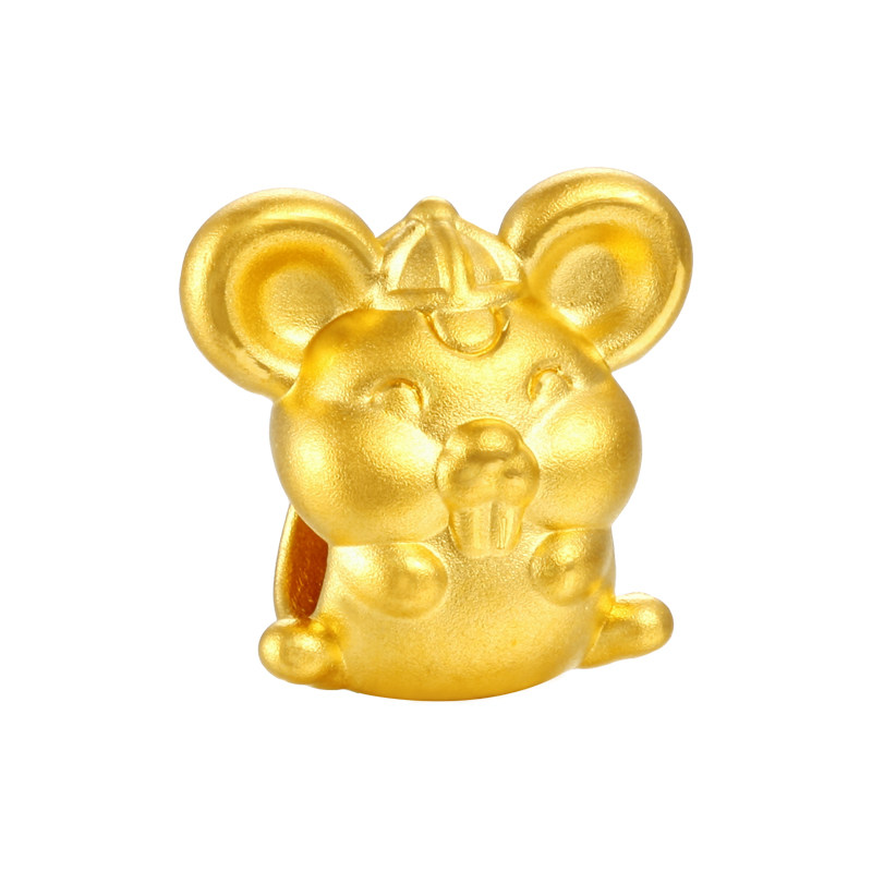 黄金小狗手链3d硬金足金999柯基泰迪秋田金毛转运珠宝宝满月手串