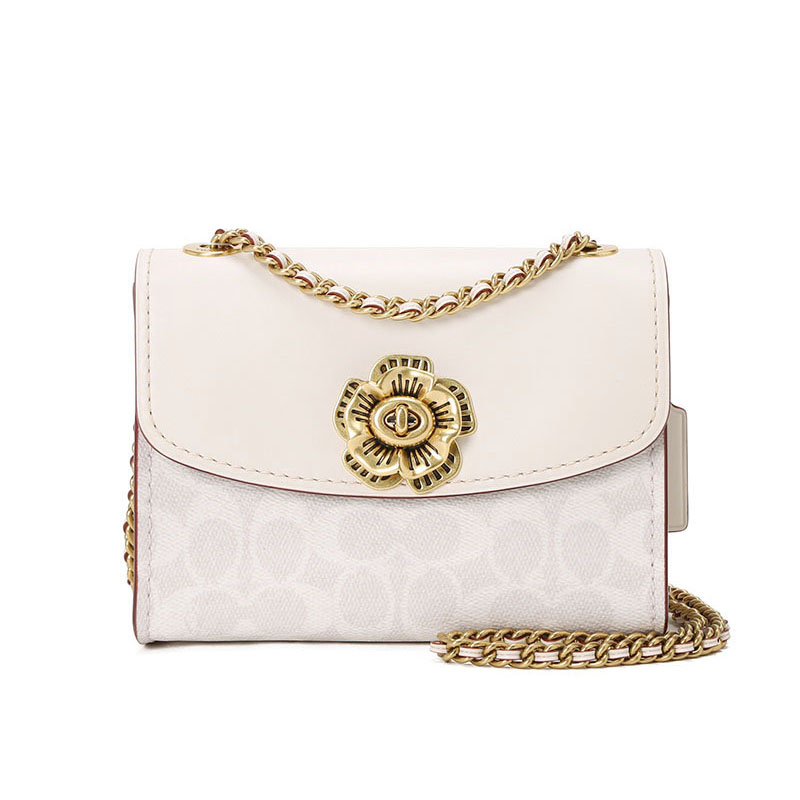 【520礼物】coach/蔻驰parker18女士单肩斜挎迷你包山茶花链条包