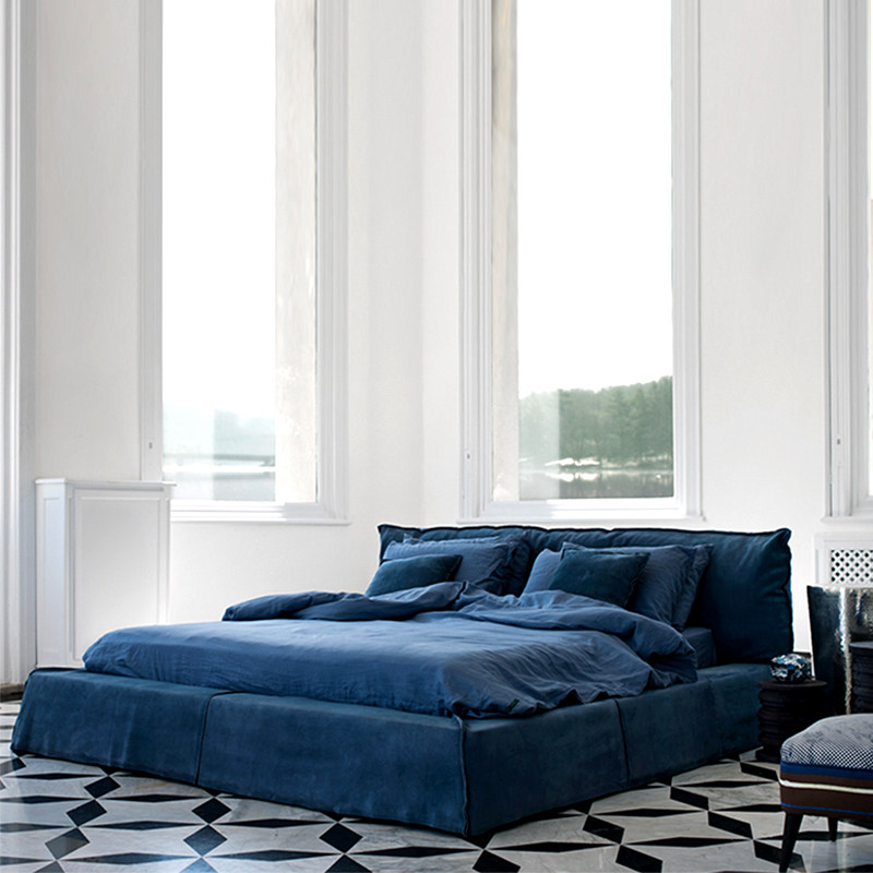 意式真皮床baxter设计主卧双人床进口磨砂皮轻奢巴黎床parisbed