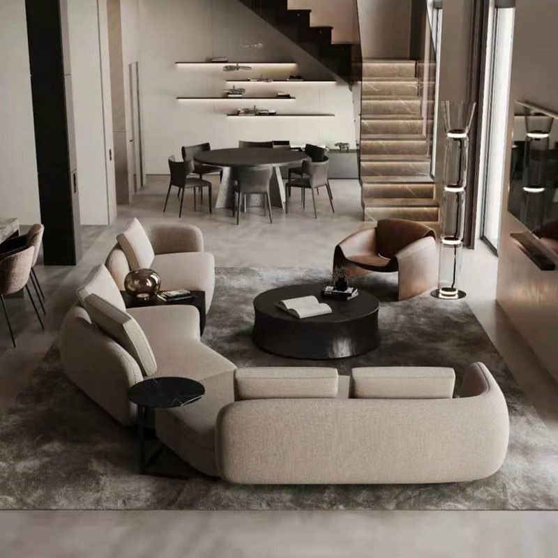 意式沙发poliform简设计客厅茶几组合弧形布艺sofa2021沙发