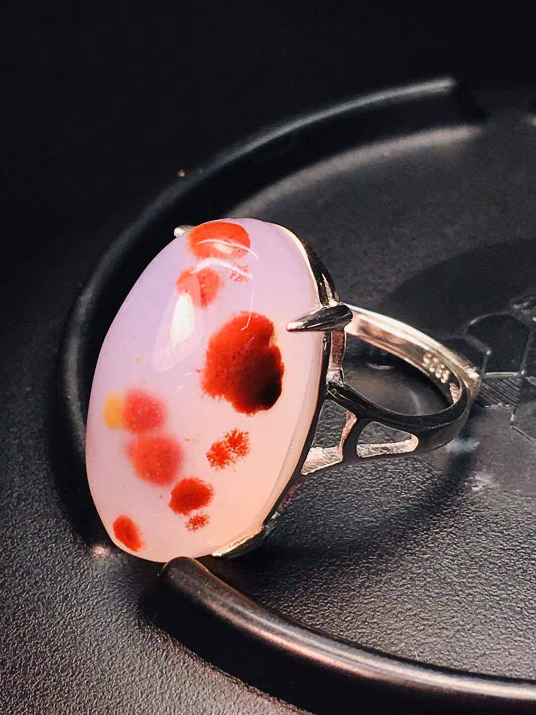 南红玛瑙精品特色荔枝冻飘花戒指活口镶嵌飘花手链