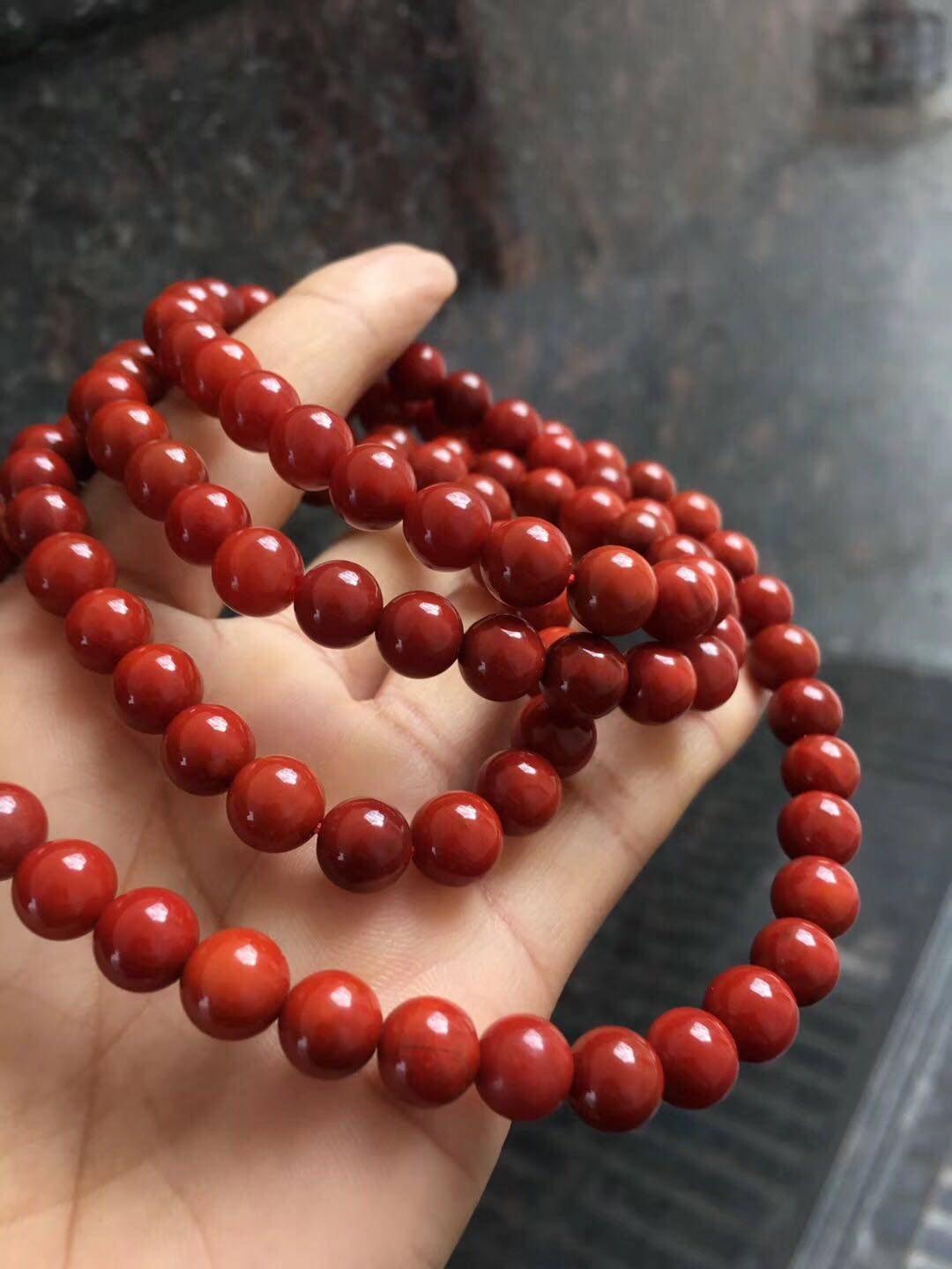 天然南红玛瑙瓦西念珠佛珠柿子红带锦红满肉手手链