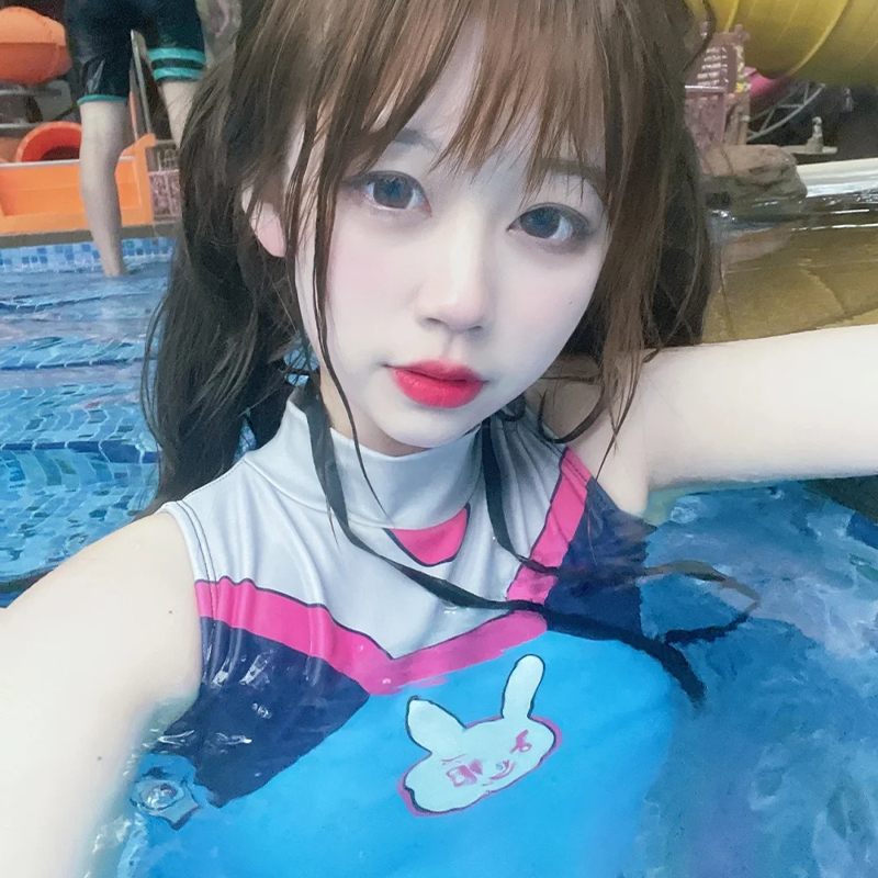 宋哈娜dva泳衣守望先锋周边连体紧身衣女网网红动漫t恤