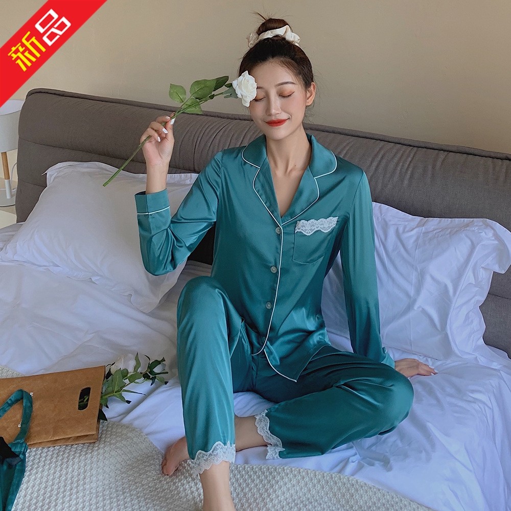 2021年新款同款missponyo睡衣夏季冰丝薄款长袖家居服睡衣