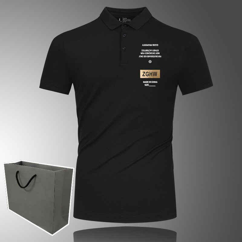 有领短袖男t恤纯棉潮牌翻领商务休闲修身小领夏季男士衣服polo衫
