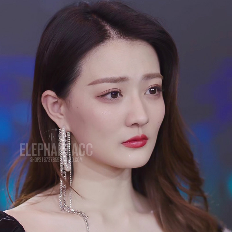 良辰美景好时光梁辰徐璐同款耳饰珍珠圈钻流苏长款耳环耳环