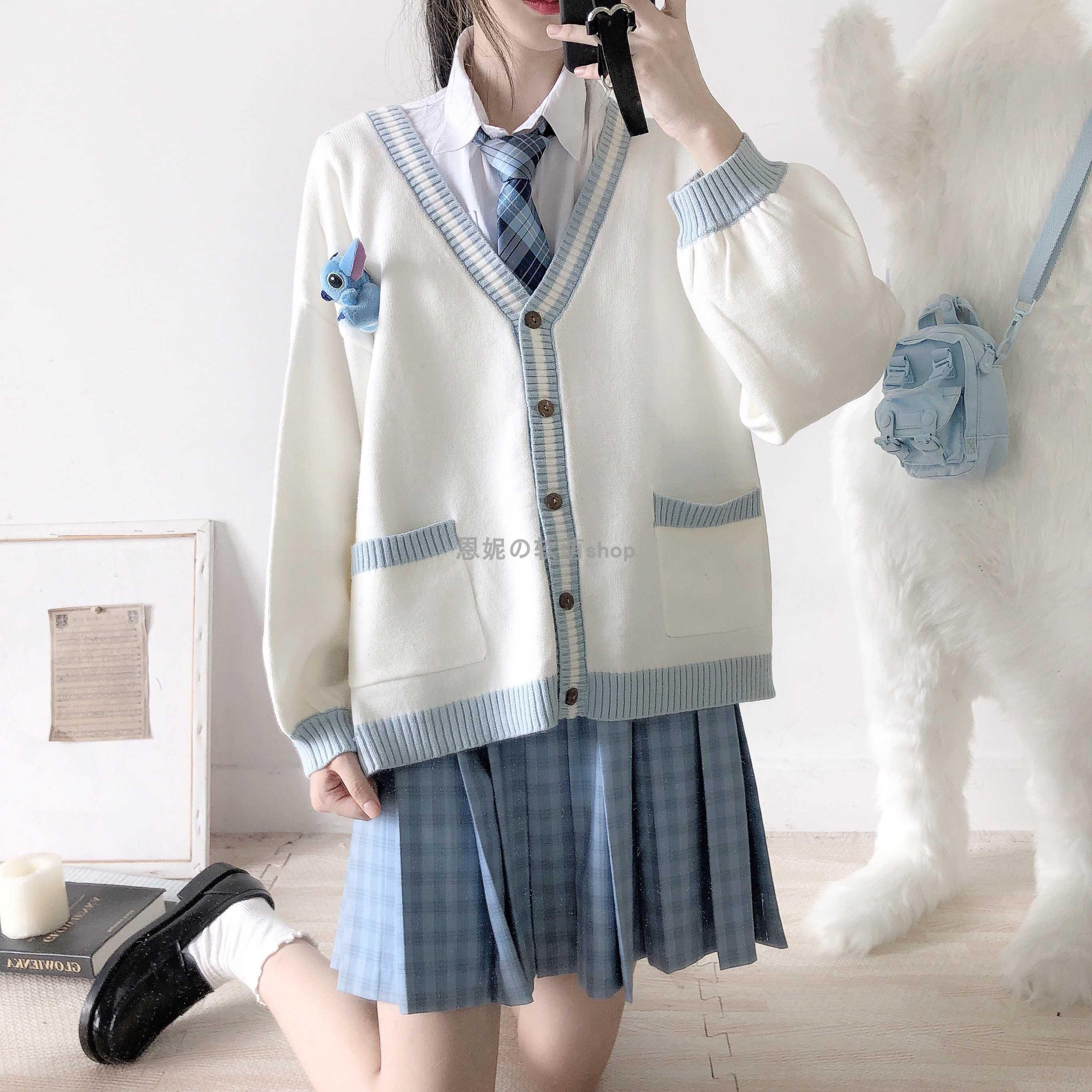 恩妮原创学院软妹百搭慵懒jk制服毛衣宽松cosplay女装