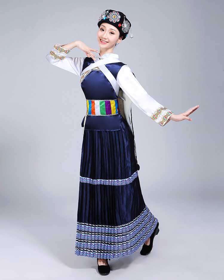 新款云南丽江纳西族少数民族舞台演出演出服服装民族风民族服装