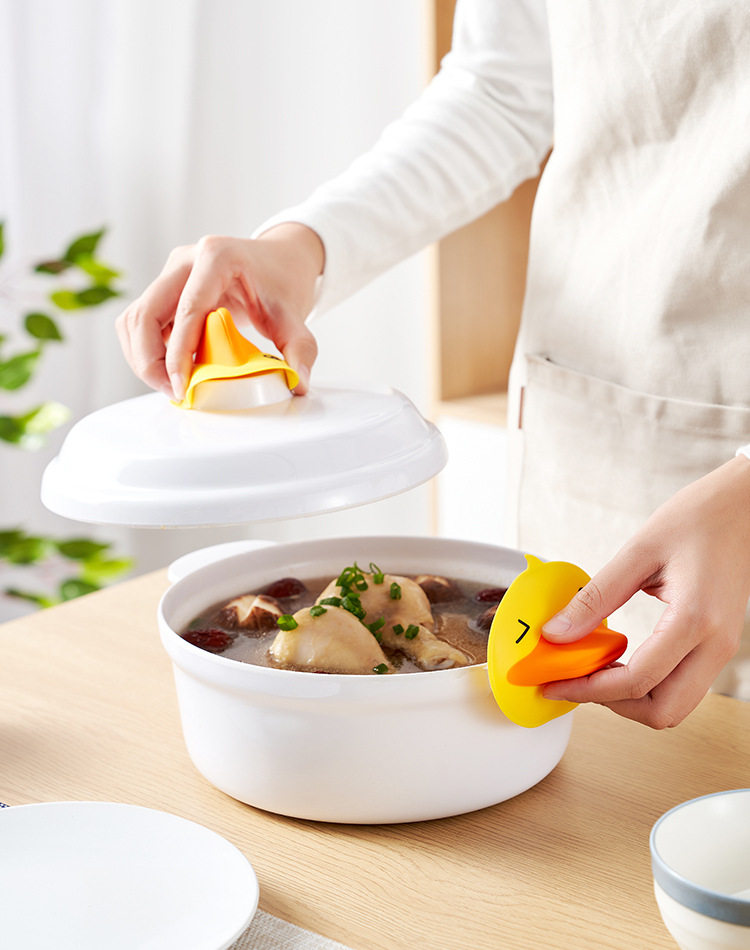 小黄鸭防烫隔热手套厨房家用锅盖硅胶鸭嘴烫手厨用取碗