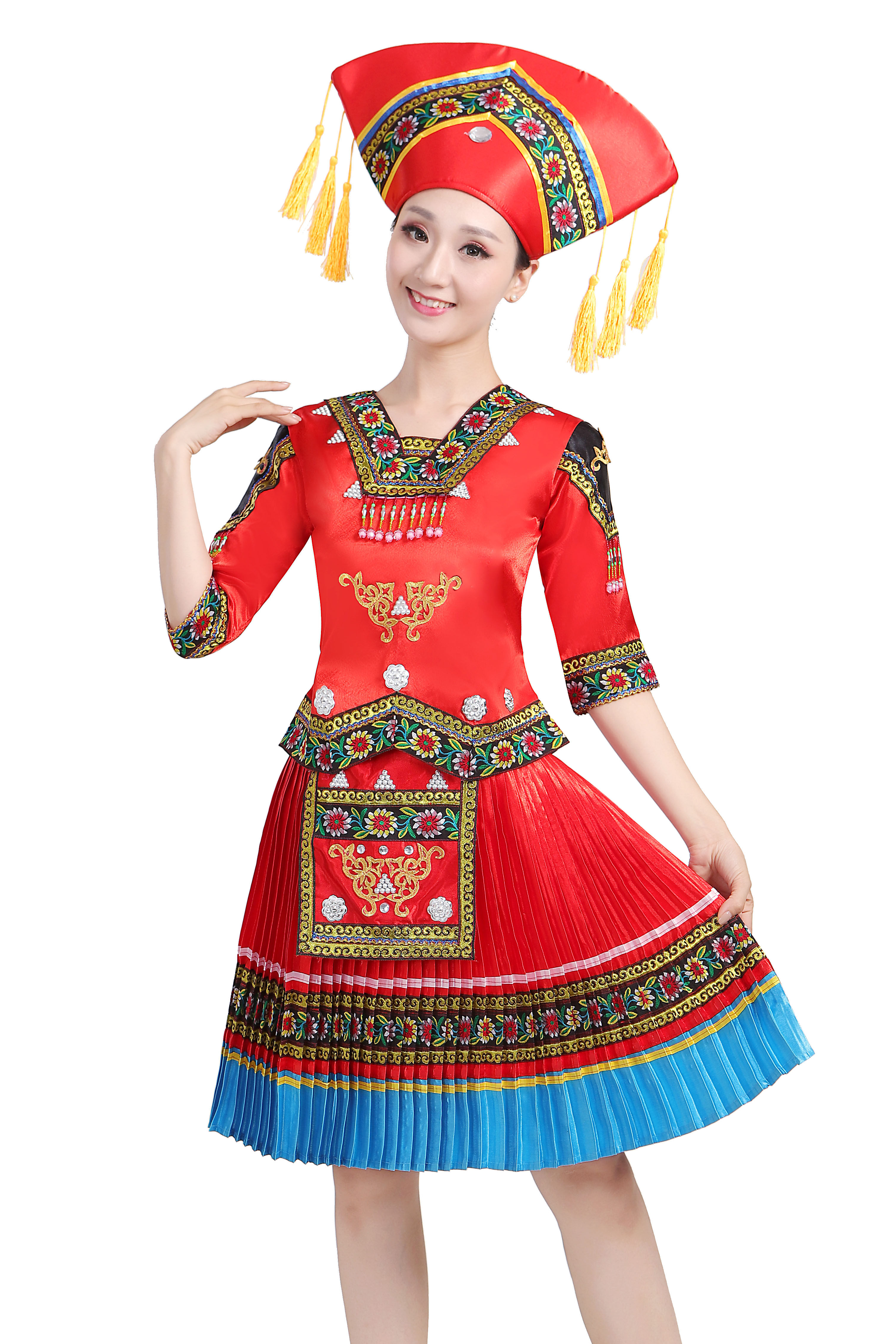 包邮广西壮族女装舞蹈演出服少数民族服装三月三月三三歌民族服装