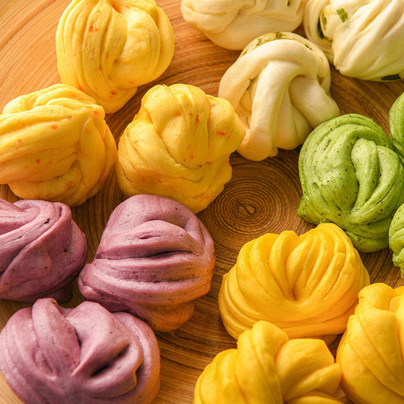 果蔬花卷菠菜胡萝卜香葱葱花馒头速冻食品学生儿童包点