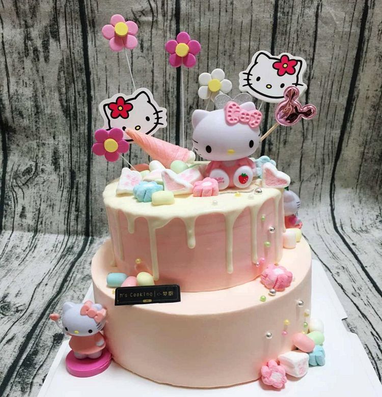 生日蛋糕装饰摆件少女kt凯蒂猫hellokitty烘焙蛋糕节日装扮用品