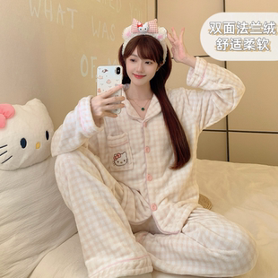 睡衣冬季男女珊瑚绒加厚加绒长袖可爱宽松家居服套头法兰绒套装bc