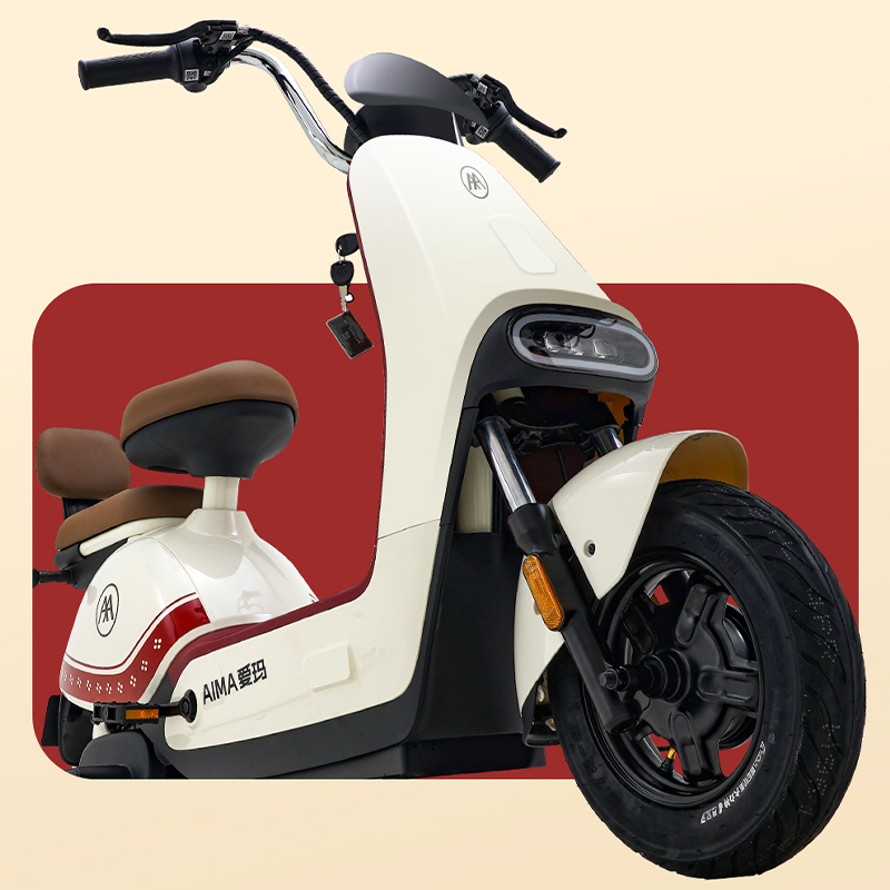 爱玛新款冰淇淋48v24锂电款长续航电动自行车送车筐