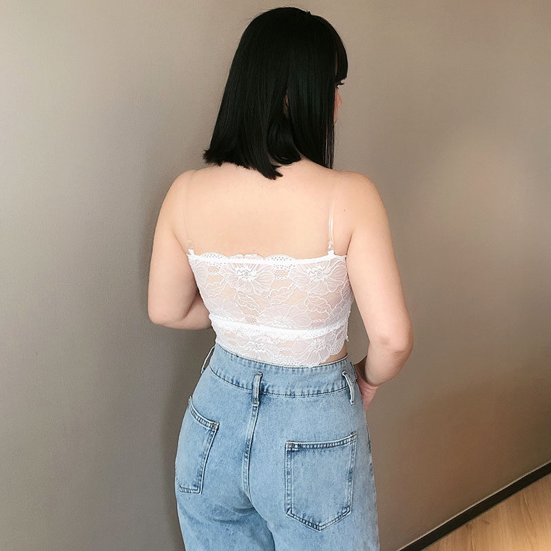 抹胸大码平胸走光mm钢圈带胸肩带透明内衣抹胸