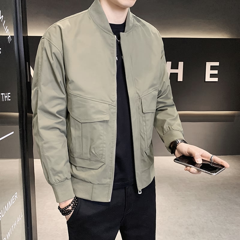 2022年新款秋季男装夹克男士休闲外套潮流薄款工装棒球服青年秋装