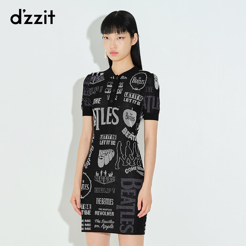 dzzit地素2020夏专柜专柜新款披头士联名系列针织连衣裙