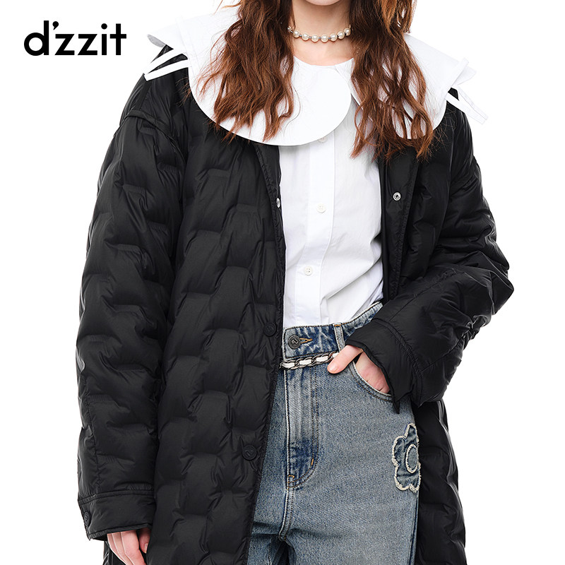 dzzit地素2022冬季专柜新款翻领设计压胶工艺羽绒服