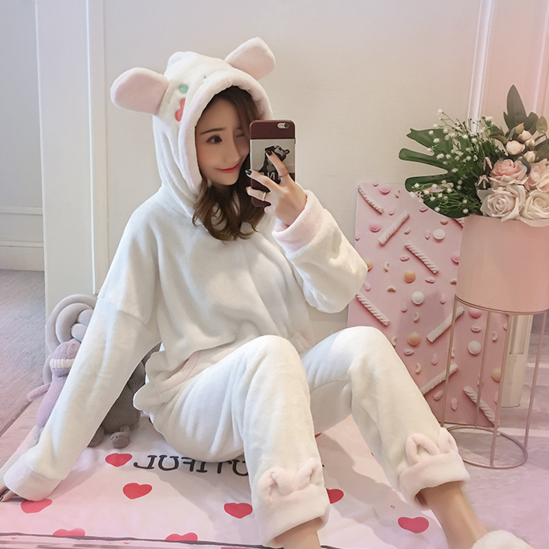 兔子秋冬睡衣女长耳兔可爱动物冬季连体2019年新款可爱日系公主风
