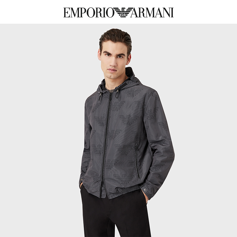 EMPORIO ARMANI/阿玛尼2022男士通体时尚鹰标夹克官方正品
